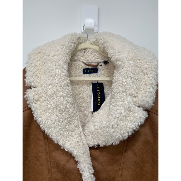 Piombo Brown Faux Shearling Suede Coat Medium NWT - Picture 2 of 5